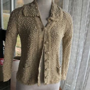 Pallas hand loomed Irish linen cardigan vintage L
